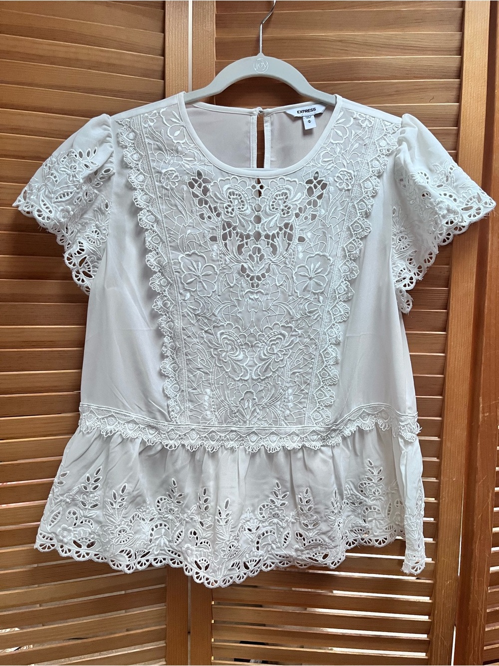 Express White Lace Peplum Top